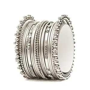 Sytish Gold Plated Traditional Bangles Set | (Silver, 2.4)