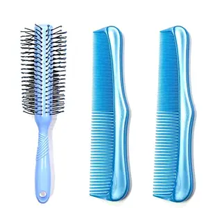 Maple Round Hair Brush For Blow Drying, Adding Curls, Waves & Volume Nylon Bristles to Shape & Style Lightweight Long Lasting Curles Waves Idle For Men & Women (Combo Brush + Comb (Blue))