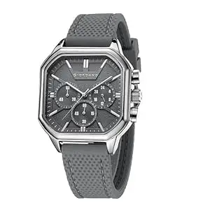 Giordano Analog Chronograph Watch for Men with Square Dial, Multi-Function Subdials, Quartz Movement and Silicone Strap