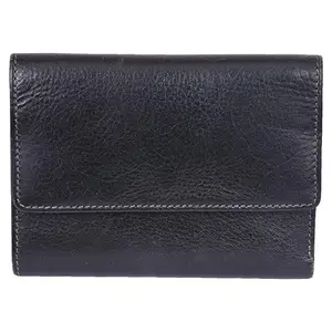 Leatherman Fashion LMN Unisex Black Genuine Leather Wallet ( 3 Card Slots)