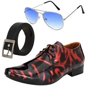 Vitoria Tranding Men Formal Shoes with Free Belt & Unisex Yellow NV Sunglasses Combo/10