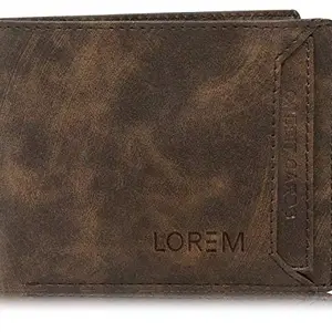 LOREM Men's Artificial Leather Wallet with Premium Look (Brown)