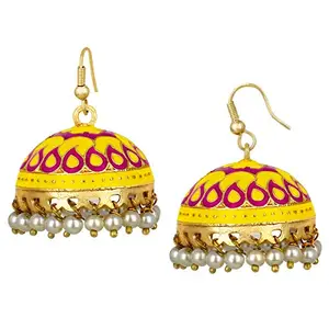 Spargz Alloy Gold Plated Jhumki Earrings for Women & Girls, Yellow