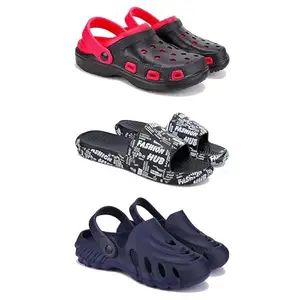 Lightweight Classic Clogs || Sandals with Slider Adjustable Back Strap for Men-Combo(3)-3017-3103-3136-10 Navy(COMBO(3)-3017-3103-3136-10_BZ)