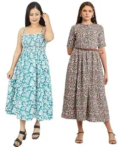 Miranga Women's Knee Length Dress, Pack of 2