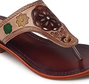 Picktoes PT-539 Women's Beige Leather Casual Heel Sandal