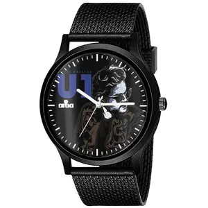 AROA Watch New Watch for Yuvan Illustration U1 Love Model : 523 Black Metal Type Analog Black Strap Watch Black Dial for Men Stylish Watch for Boys