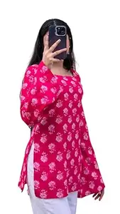 Prajapati fashion Women Rayon Printed Short Kurti | Square Neck | Long Sleeve Design | Casual & Office Wear Top | Comfortable