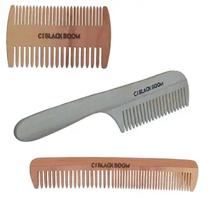 C I Black Boom Neem Wooden Hair Comb Healthy Haircare For Men & Women | Co1, Co2 and Co6