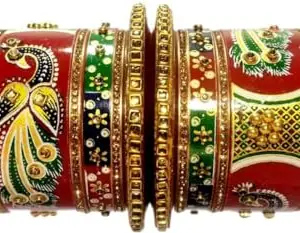 AAPESHWAR Plastic Gold-plated Beautiful Traitional Bangle Set for Women and Girls (Multicolor, 2.8) (Pack of 10)
