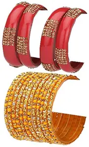Colorful Glass Bangles/Kada Set Combo Ornamented with Colourful Chips & Beads_Bridal2475 (AkBang2-AAEF1.d_bang)