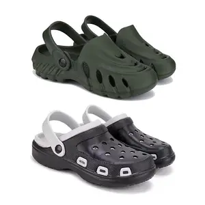 WINGSCRAFT Lightweight Classic Clogs || Sandals with Slider for Men-Combo(2)-3137-3018-8 Black(COMBO(2)-3137-3018-8_BZ)