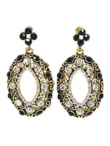 Crunchy Fashion Jewellery Oxidised Black and Golden Earing for Girls/Women
