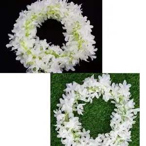 Hair gajra flowers for wedding, White (Pack of 2)
