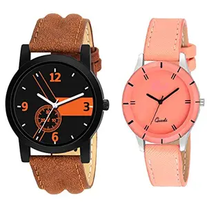 RPS FASHION WITH DEVICE OF R Designer Analogue Couple's Transparent Dial Men's Watch - Set of 2