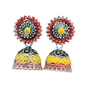 AURACRAFTERS Traditional, Party, Wedding-Wear for Girls & Women Metal Jhumka Earring (Set of 1, Multicolor)