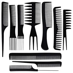 ZemGlam Professional Hair Styling Comb Set for All Hair Types & Styles Salon Hair Cut Styling Hairdressing Barbers Combs Brush Set Black