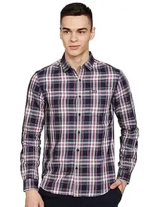 The Indian Garage Co Men Slim Fit Checkered Full Sleeves Spread Collar Casual Shirt