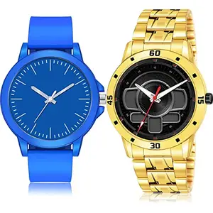 NIKOLA Rich Analog Blue and Gold Color Dial Men Watch - BM117-(8-S-21) (Pack of 2)
