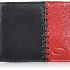 Justrack Men Black, Red Genuine Leather Wallet (1 Card Slot) (LWM149-JT)