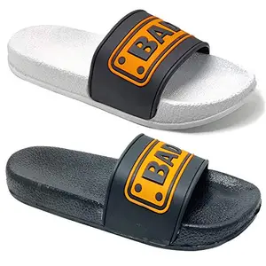 Axter Men's (1704-1701) Multicolor Casual Stylish Slides Slippers 9 UK (Set of 2 Pair)