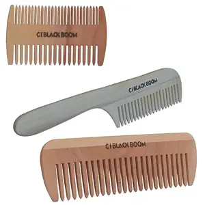 C I Black Boom Neem Wooden Hair Comb Healthy Haircare For Men & Women | Co2 and Co5