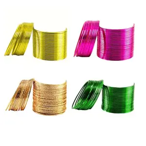 MAYA FASHION Multicolor Brass Plain Bangle Combo Stylish Bangles for Women and Girls