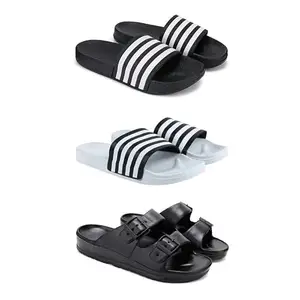 DRACKFOOT Lightweight Classic Slider || Sandals with Clogs for Men-COMBO(3)_S-3024-3026-3115-9