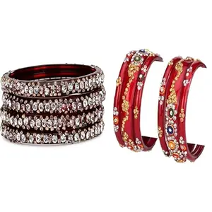 Somil Elegant Combo Bangles For Women & Girls | Stylish Bangles Set For Everyday & Functions, Pack Of 10, Maroon, Red -C47