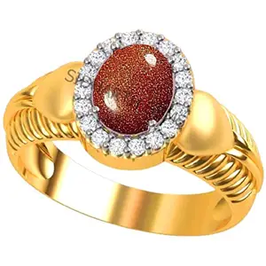 SIDHARTH GEMS Certified Natural 5.00 Carat Sunstone Sunsitara Gold Plating Ring Panchdhatu Adjustable Ring for Men and Women