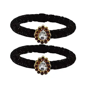 MAYA FASHION Black Stone Brass Bangle With Very Extra Large Size Elegant Extra Large Size Bangle | Perfect Fit for Plus Size banglesTrendy and Comfortable Fit for woman and girls | (Sku-ban2168)