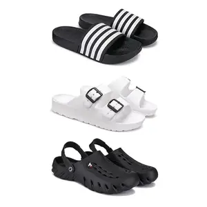 Lightweight,Classic SliderSandals with Clogs for Men-Combo(3)-3024-3113-3144-9 Black-2604