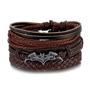 Jewelgenics Multilayered Batman Bracelet Brown Leather for Men