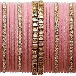 GoVika multi colour fancy bangles kada set for women and girls | Fashionable kangan set beautiful branded designer bangle set. (Pink, 2.4)