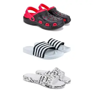 DRACKFOOT-Lightweight Classic Clogs || Sandals with Slider Adjustable Back Strap for Men-Combo(3)-3017-3026-3104-8 White