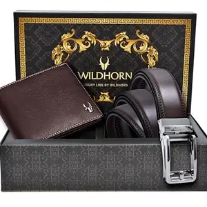 Wildhorn® Premium Leather Wallet & Premium Auto Lock Belt for Men | Combo Gift Set for Men | Ideal for Birthday, Anniversary & Festive Gifting