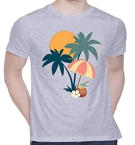CreativiT Graphic Printed T-Shirt for Unisex Summer Beach Unisex T-Shirt Tshirt | Casual Half Sleeve Round Neck T-Shirt | 100% Cotton | D00534-24_Grey_Large