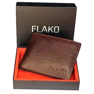 FLAKO Black Bi-Fold Wallet for Men | 100% Genuine Leather | Extremely Strong Stitching I 9 Card Slots I 2 Secret and 2 Currency Compartments | 1 Transparent ID Window