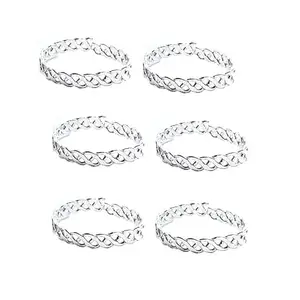 Fashion Accessories Toe Ring Artificial Sterling Silver Abstract Pattern Design Toe Ring Adjustable Jewelry for Women. Set of 3 Pairs Toerings. ( 019-3PAIRS)