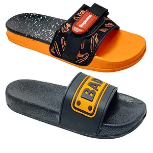 Axter Multicolor Men's Casual Stylish Slides Slippers 9 UK (Set of 2 Pair) (2)-1701-1715