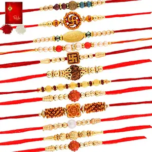 Poorak Rakhi Festival Rakhi Gift Set Beautiful Rakhi Set of 12 For Brother With Roli Chawal and Rakshabandhan Best Wishes Greetings Card