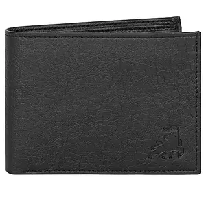 Zorfo Genuine Faux Lather Wallet with 5 Card Slots and Hidden Pocket & Gift Box (Black)