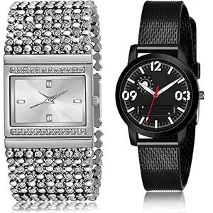 NEUTRON Rich Analog Silver and Black Color Dial Women Watch - G592-(20-L-10) (Pack of 2)