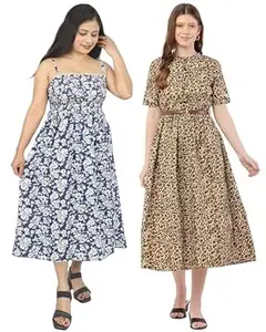 Miranga Women's Knee Length Dress, Pack of 2
