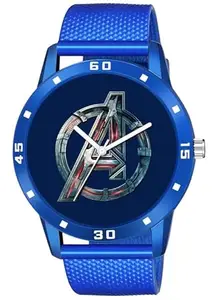 1464|Blue Dial PU Strap Stylish Analog Watch for Men-Roman/Blue