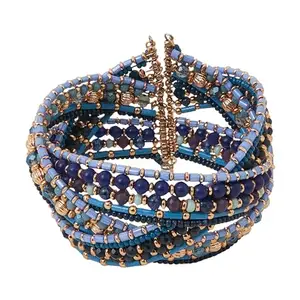 Accessorize LondonWomen's Blue Beaded Woven Cuff