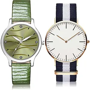 NEUTRON Quartz Analog Green and White Color Dial Women Watch - GM388-GC18 (Pack of 2)