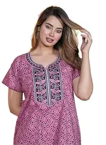 Mithdi Pure Cotton Embroidered Night Gown for Women | Nighty | Maxi Gown | Nightdress | Sleepwear | Comfort wear Nighty
