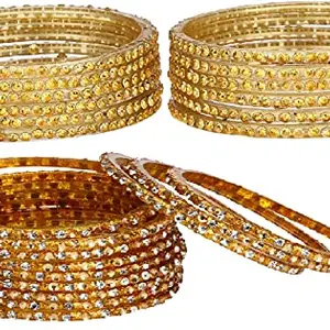 Colorful Glass Bangle/Kada Set Combo Ornamented With Colourful Chips & Beads_G183 (AkBang2-ABS1.c_bang)