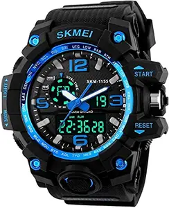 TURMOIL Analogue - Digital Men's Watch (Black Dial Black Colored Strap - 1155) (Blue)